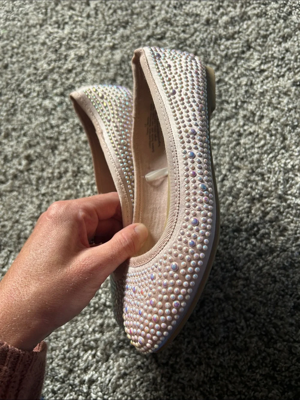 Cat & Jack Pink Pearl-Studded Ballet Flats for Kids